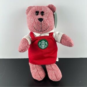 NEW Starbucks Bearista Bear Apron Herringbone 2016 Limited Edition Plush 9.5”